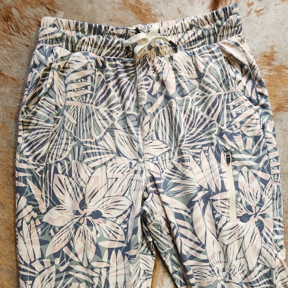 FEAT Tropical Floral Drawstring Jogger Pants - Bl
